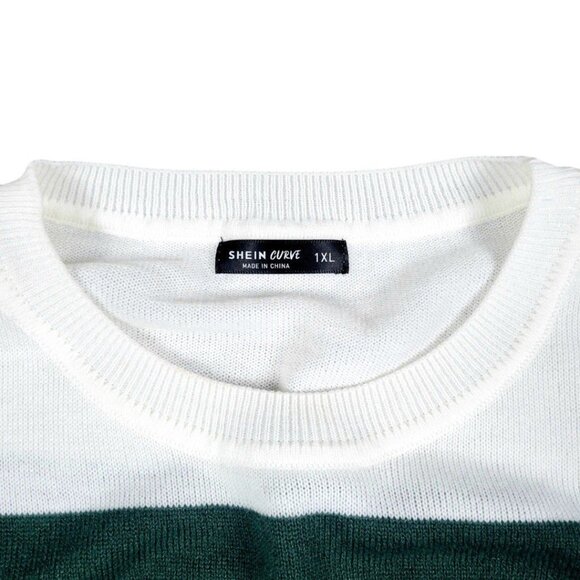 Women's 1X SHEIN Plus Striped Colorblock Casual Long Sleeve Crewneck Pullover - Picture 8 of 12